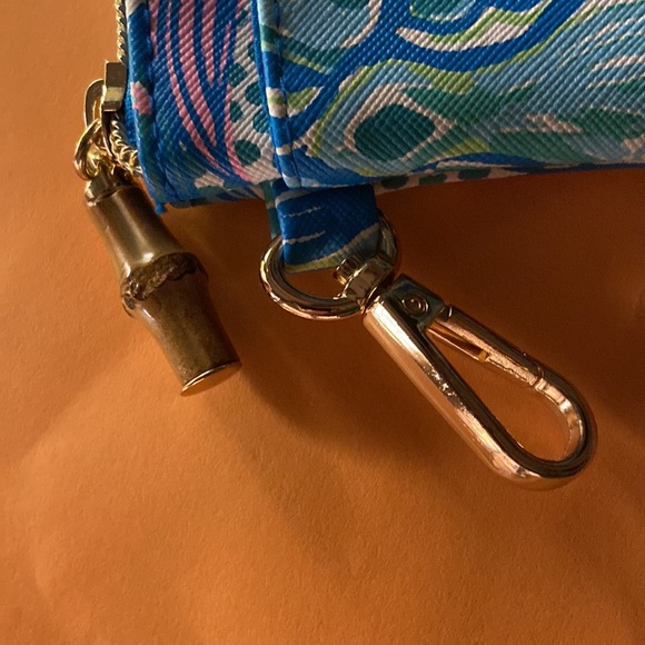 Lilly Pulitzer Botanical Green Top Zip Wallet Bamboo gold metal hardware NWOT!!! - Picture 5 of 6